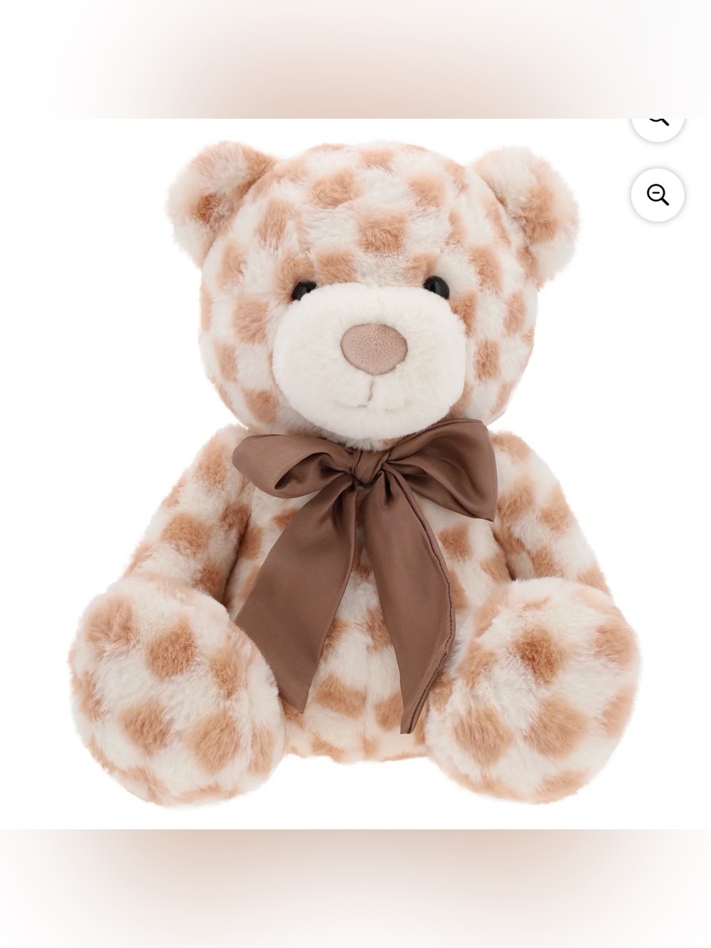 NEW Large Checkered Brown & White Bear Plush 14” Way To Celebrate